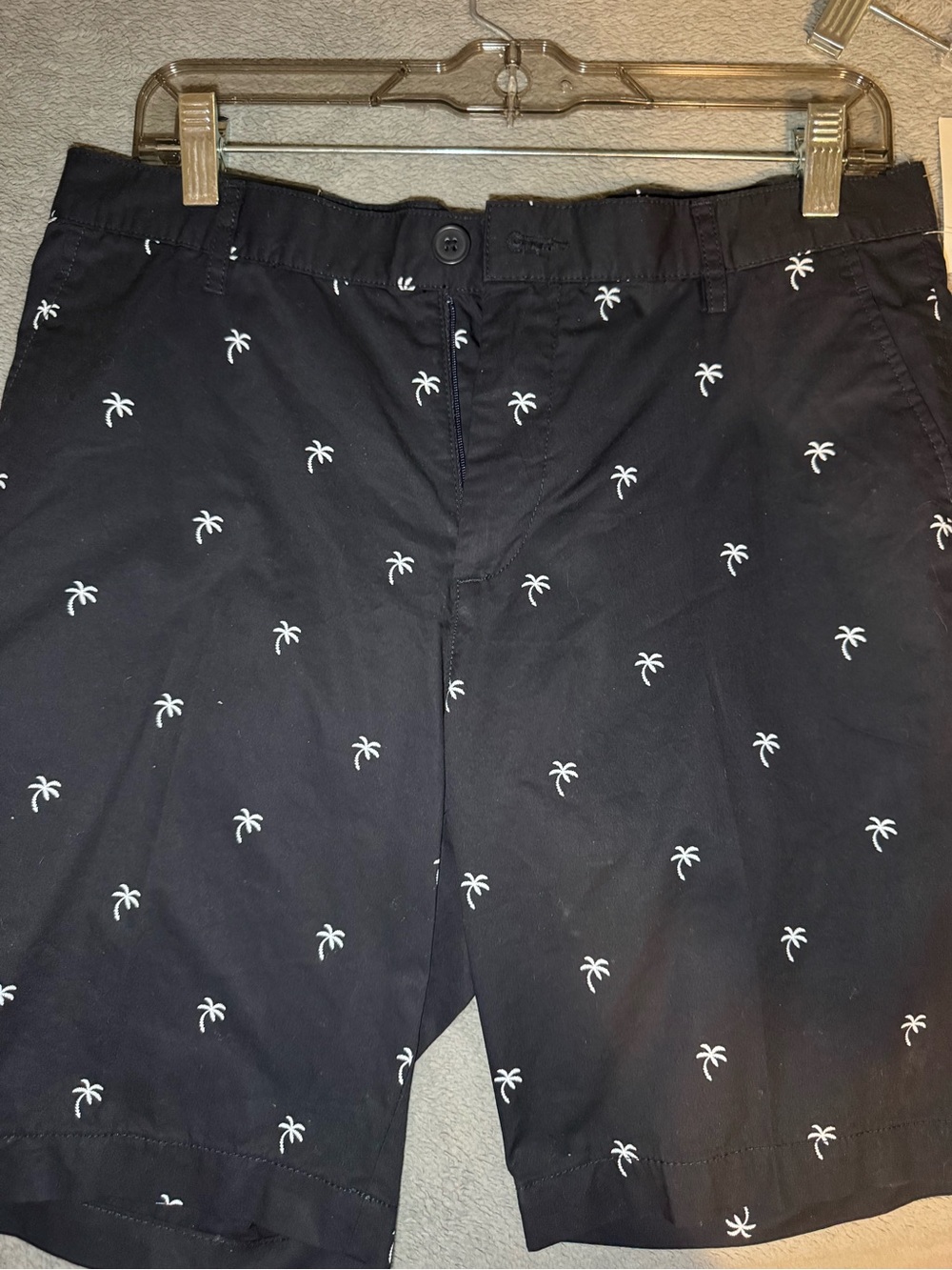 H&M Black Men's Hybrid Shorts with White Palm Print